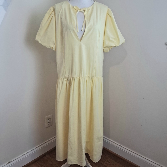 Peppermayo Reyna Butter Yellow Drop Waist Midi Dress Size 14 NWT - Picture 2 of 13